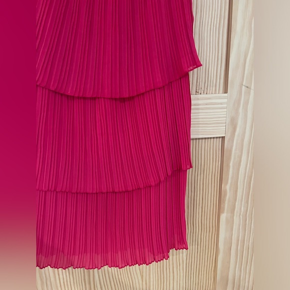 Pink Off The Shoulder Ruffle Midi Dress - Picture 3 of 6